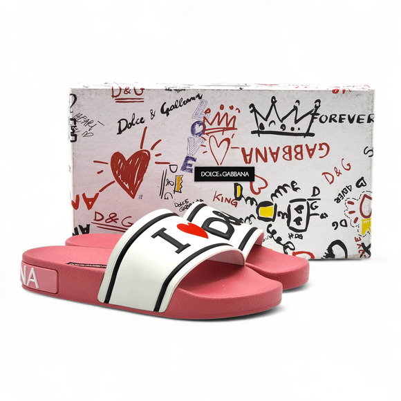 Dolce & Gabbana Logo Saint Barth Rubber Pool Slides Pink EU 36 US 6 - NWB $320 - Picture 1 of 7